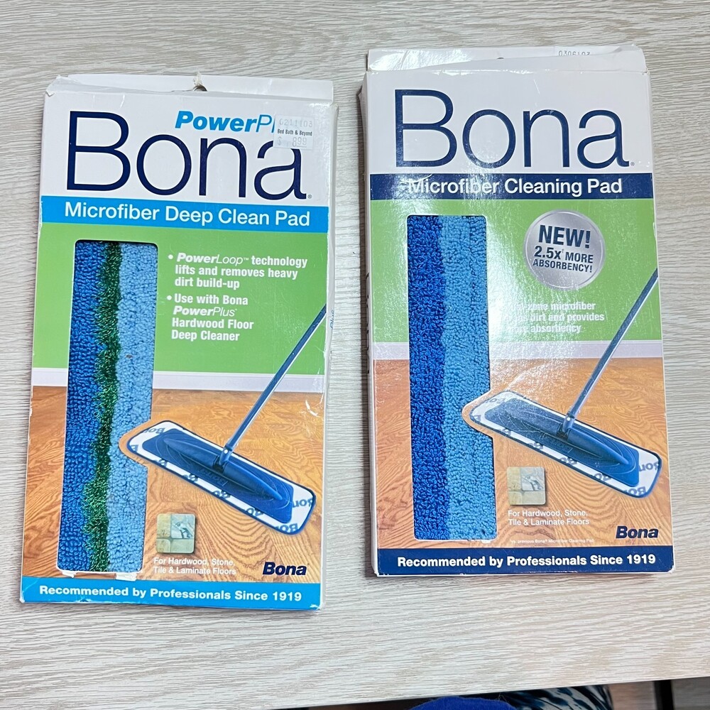 2 BONA Mop Microfiber Cleaning Replacement Pads for Hardwood Hard Surface Floors